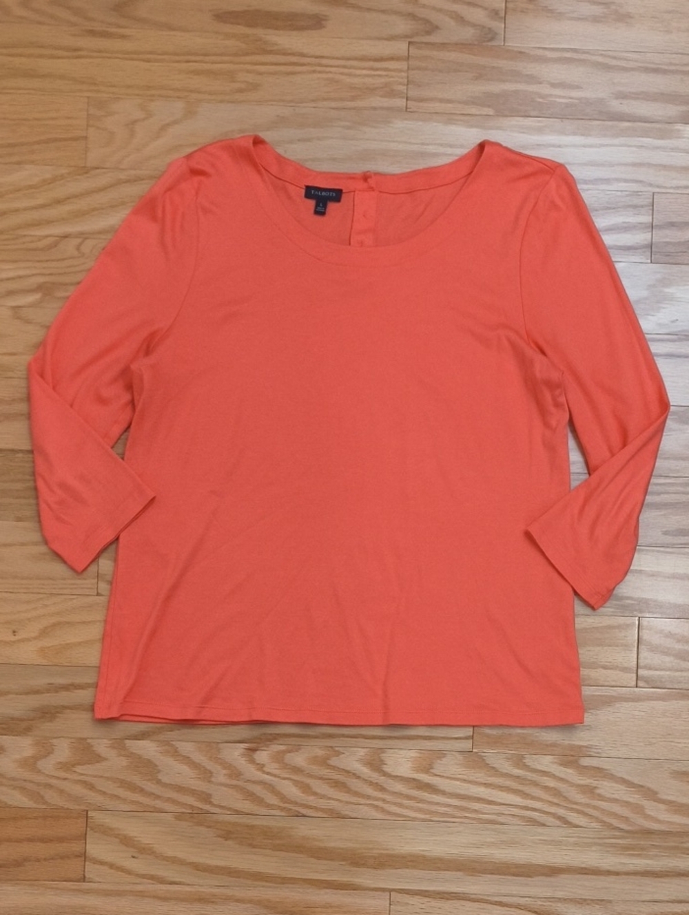 Talbots Coral Scoop Neck 3/4 Sleeve Top Size L NWOT
